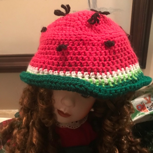 🎉HP🎊Watermelon Hand Crochet Baby Blanket Hat - Picture 11 of 16